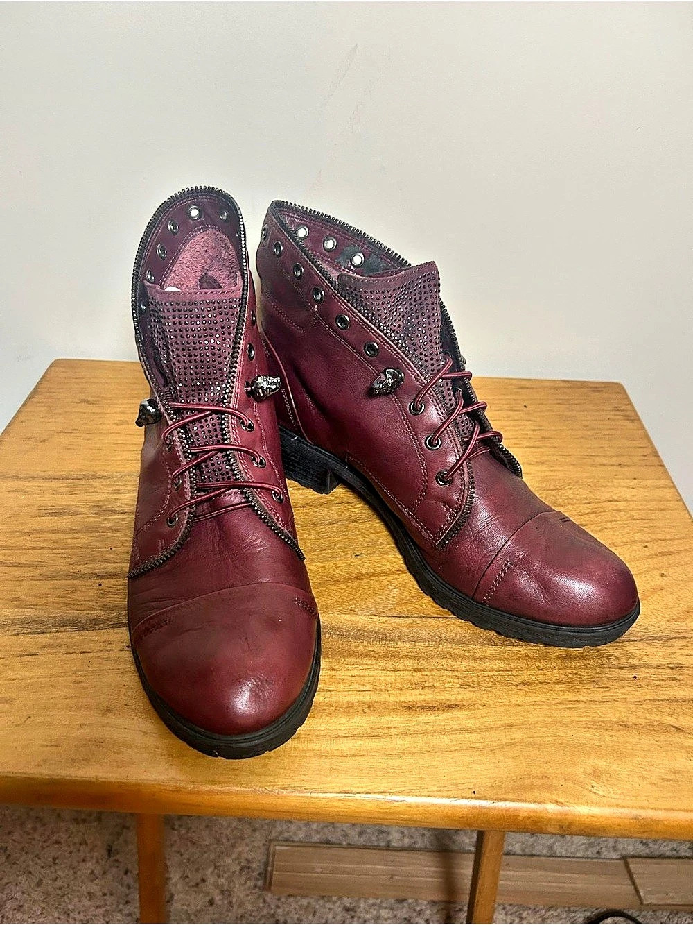 Moto Combat Boots Burgundy US 9M
